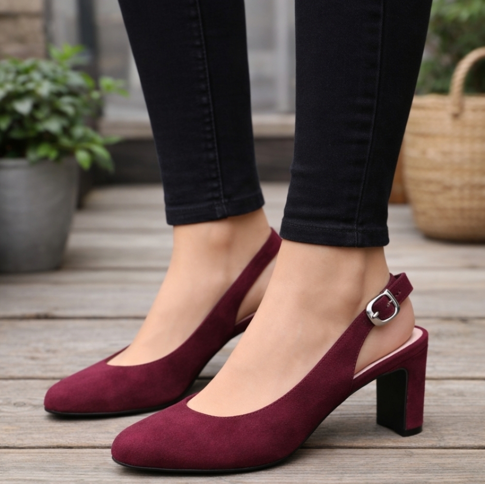 Life Stride NEW Gigi Pinot Noir Modern Romantic Feminine Heels 7.5M